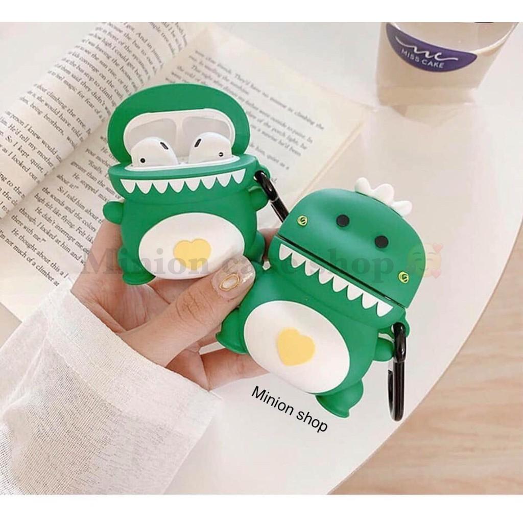 Bao Case Ốp dành cho airpod 1 và 2, cho tai nghe bluetooth i11,i12, i100, i9s... silicon 3D khủng long kute cao cấp