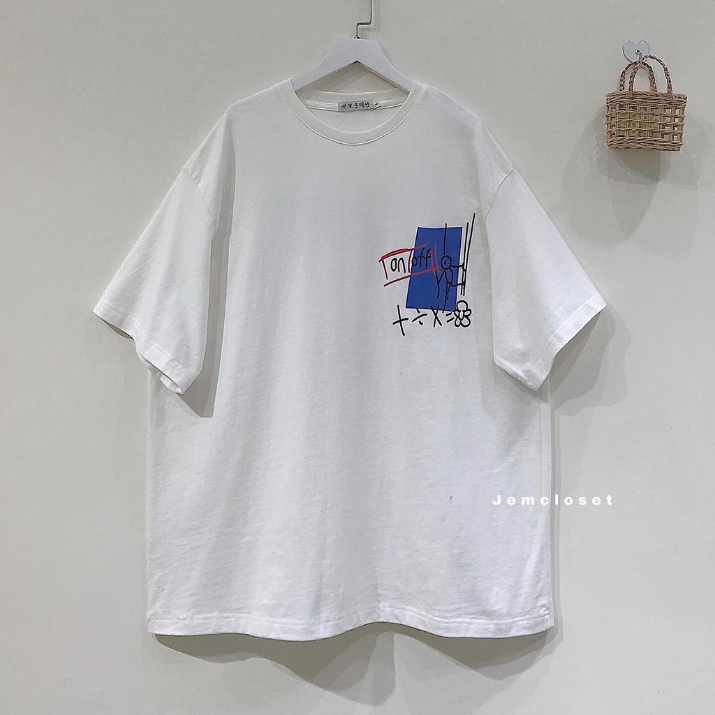 Áo Thun Nữ Tay Lỡ Áo Phông Nữ In Họa Tiết Form Rộng Cổ Tròn Chất Liệu Cotton Thoáng Mát Màu Đen Màu Trắng MATHS 10105