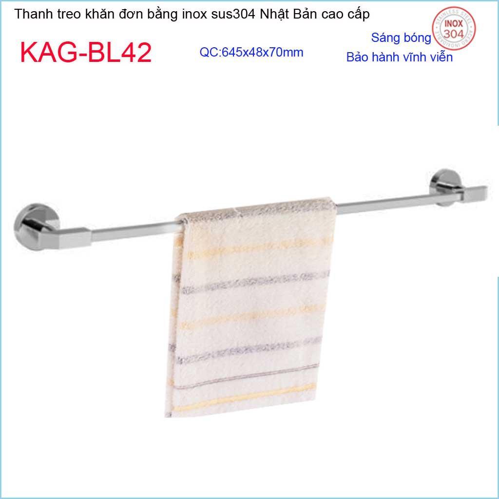 Thanh vắt khăn đơn Inox Kace, thanh treo khăn đôi Inox SUS304 Nhật Bản, vắt khăn tắm