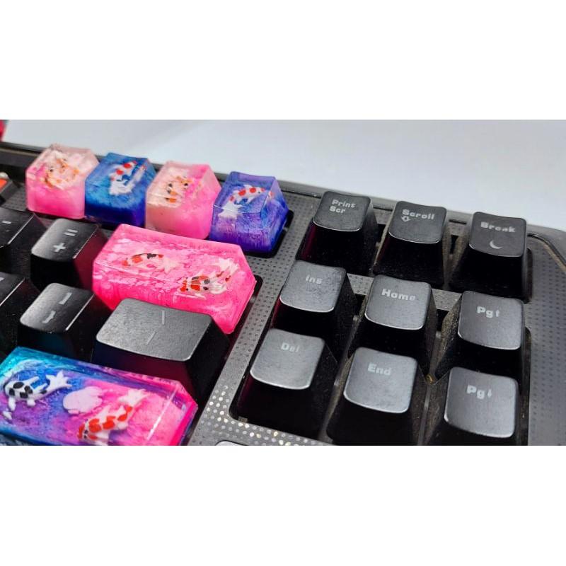 Keycap artisan cá koi 2u trang trí bàn phím cơ gaming (tone hồng)