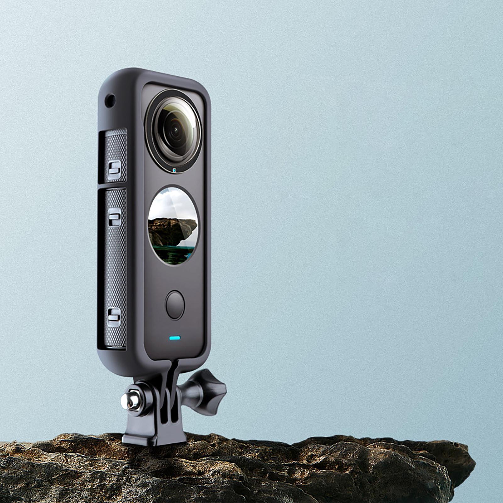 2 Pieces Dual Lens Guards PC Black Rubber Sleeve Screen Protector for Insta 360 One x2 Parts