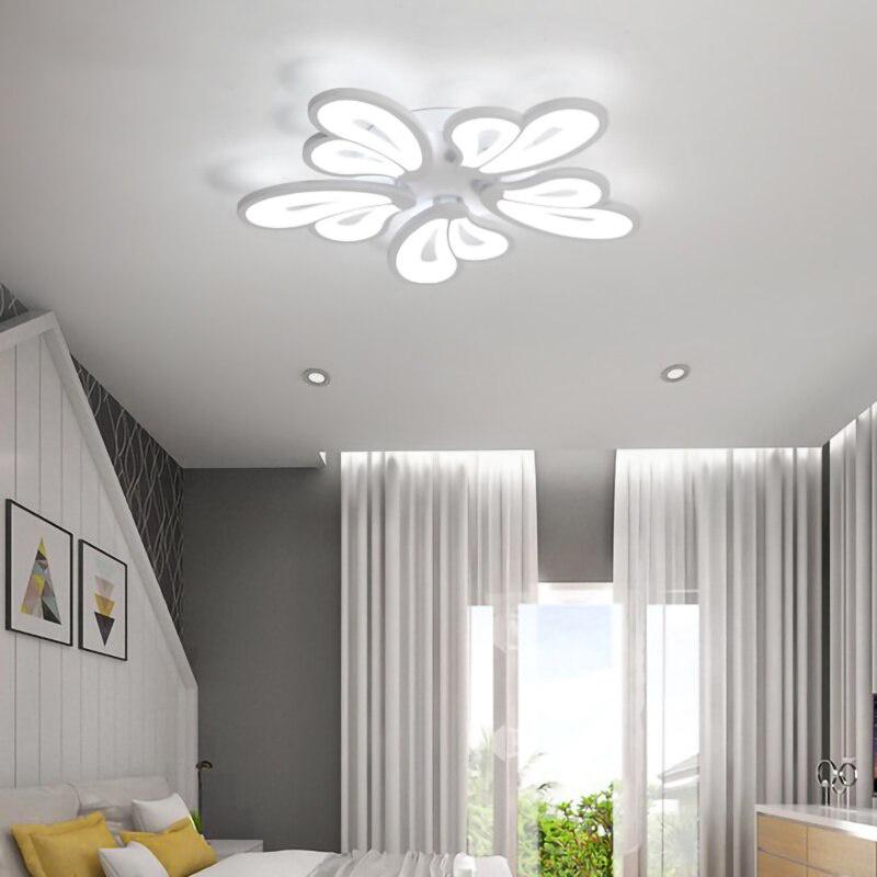 Đèn ốp trần cao cấp 5 cánh tặng kèm điều khiển từ xa, đèn trang trí phòng khách mica bảo hành đổi mới - UPLED