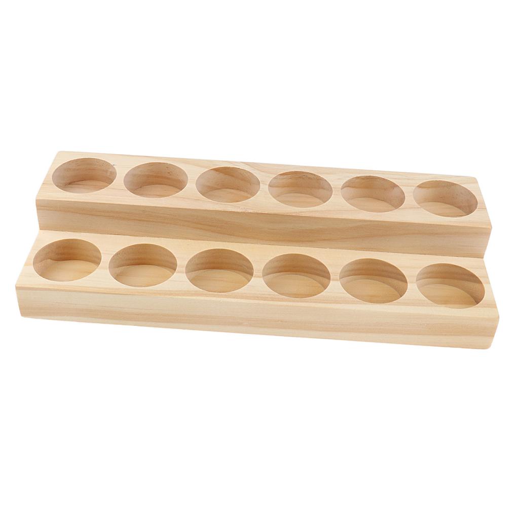 2pcs Rectangle Handmade Wood 15ml Essential Oil Display Case Storage Rack
