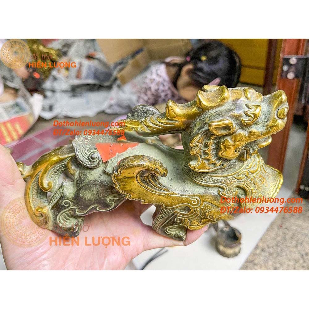 Đôi Tỳ Hưu Như Ý Màu Xanh Giả Cổ Kích Thước 23x8x13cm, Nặng 2,4kg/đôi Bằng Đồng Nguyên Chất Đẹp - Đồ Thờ Hiên Lượng