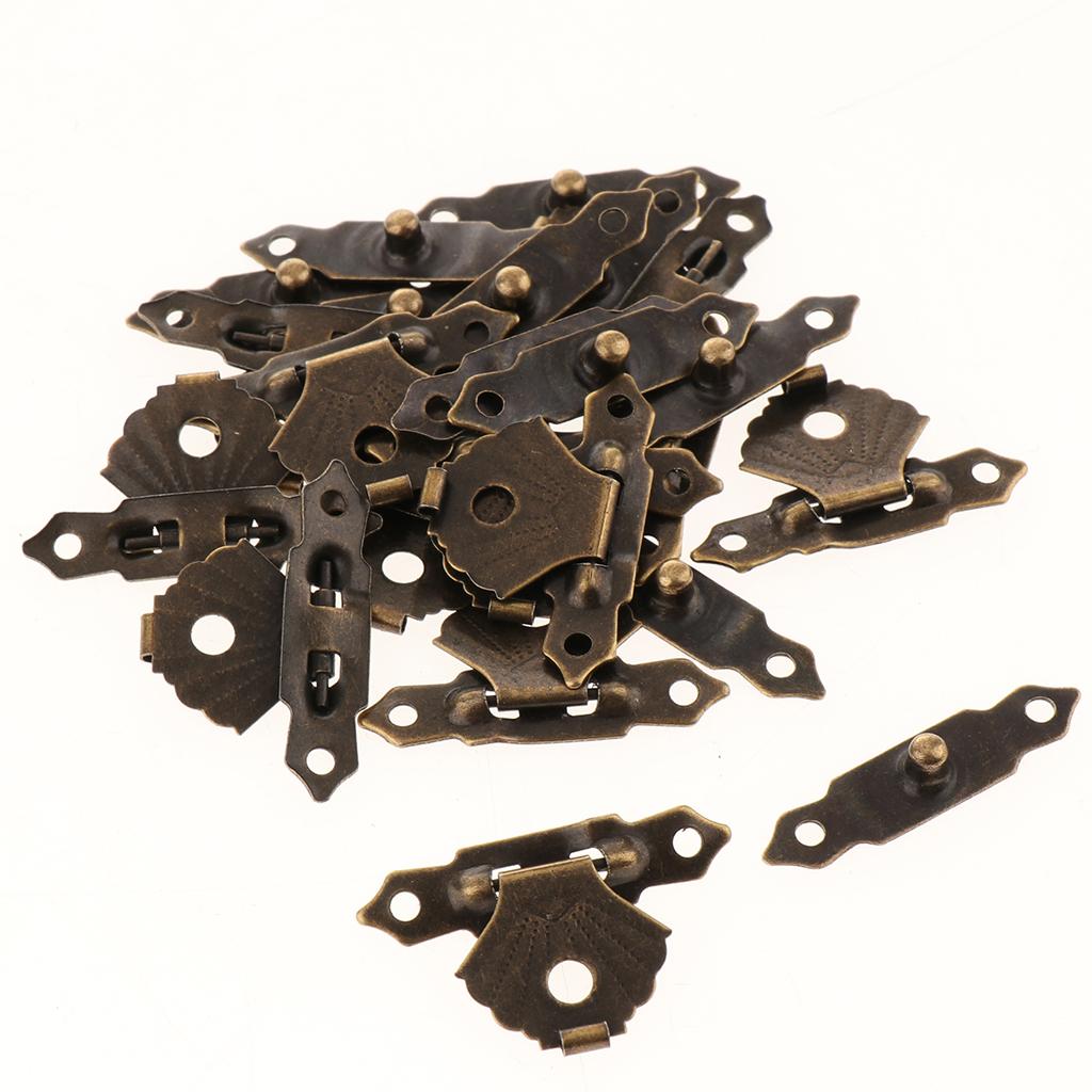 2x12pcs Wooden Box Buckle Triangle Flower Metal Hasp Latch Buckle Brown