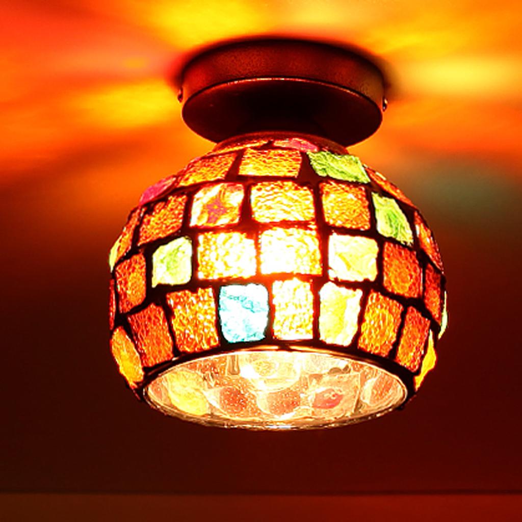 Pendant Lighting Shade For Decoration Cafe Bar With Stained Glass Flower