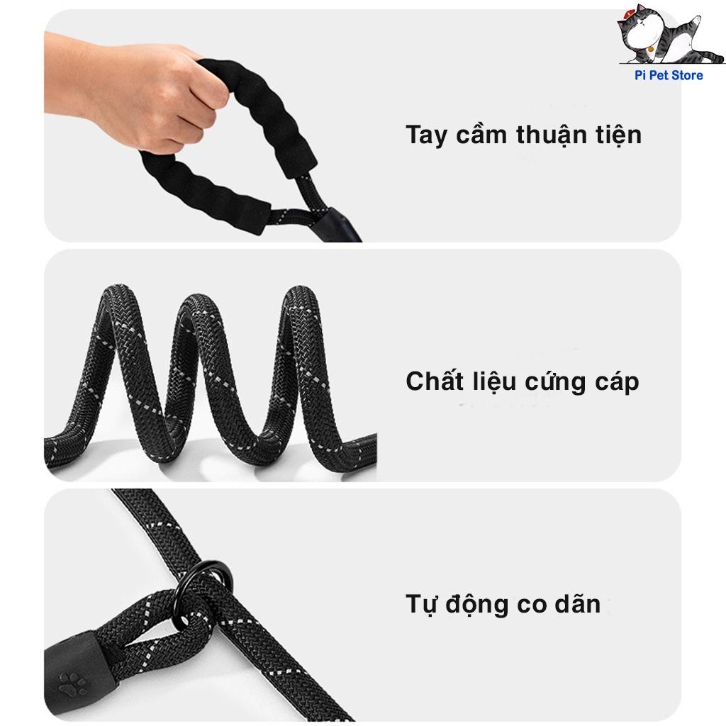 Dây dắt cổ cho chó to đi dạo tự động co dãn có tay cầm