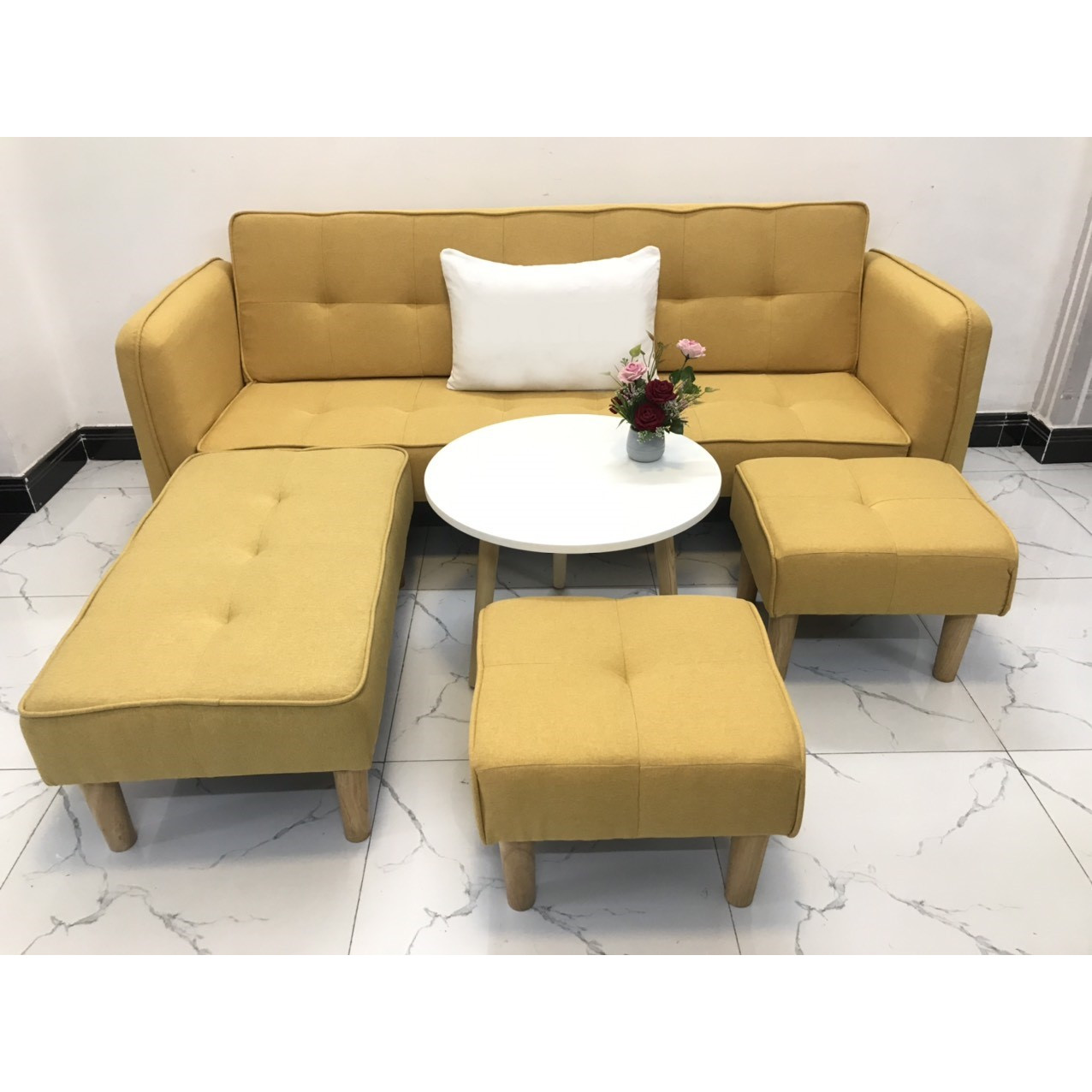 Cả bộ sofa bed L sofa giường tay vin phòng khách salon sivali07 sopha