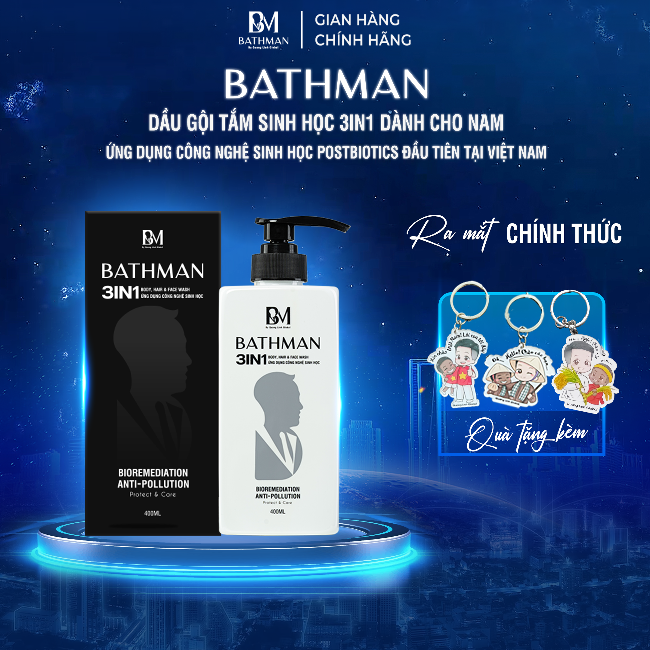 DẦU GỘI TẮM SINH HỌC 3IN1 DÀNH CHO NAM BATHMAN 400ML