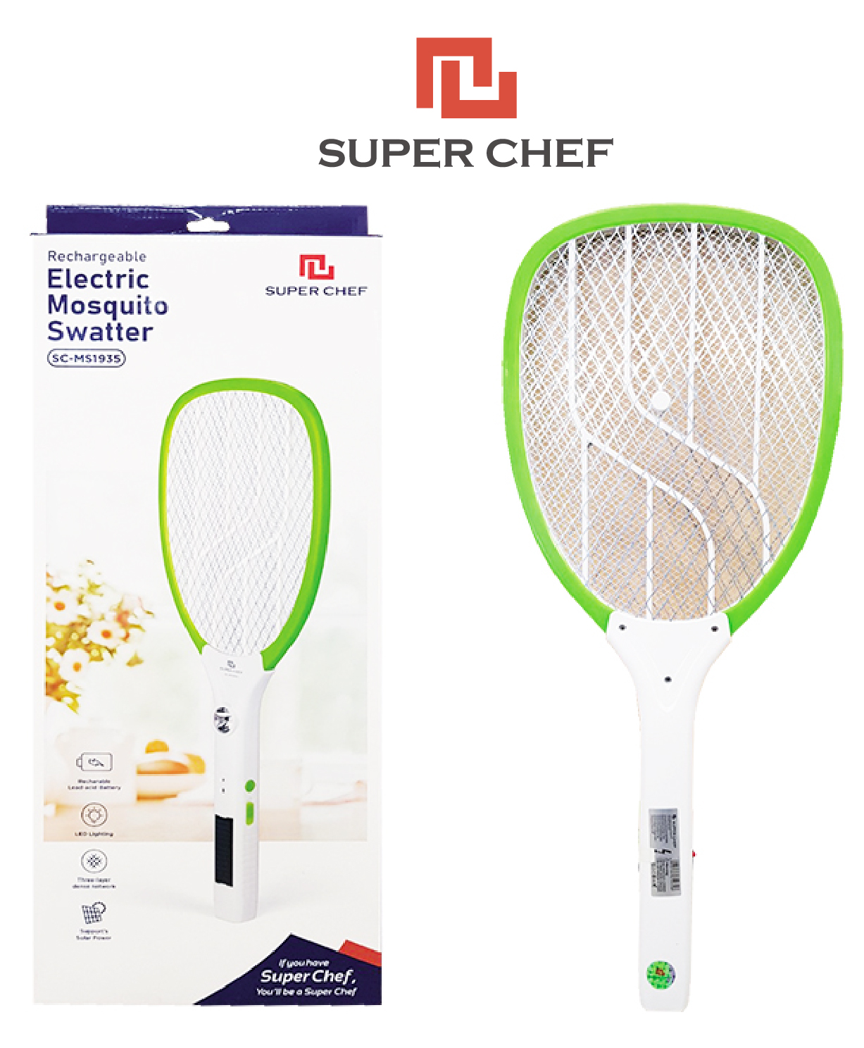 Vợt muỗi sạc điện Super Chef Pin Lithium 4V 1200mah