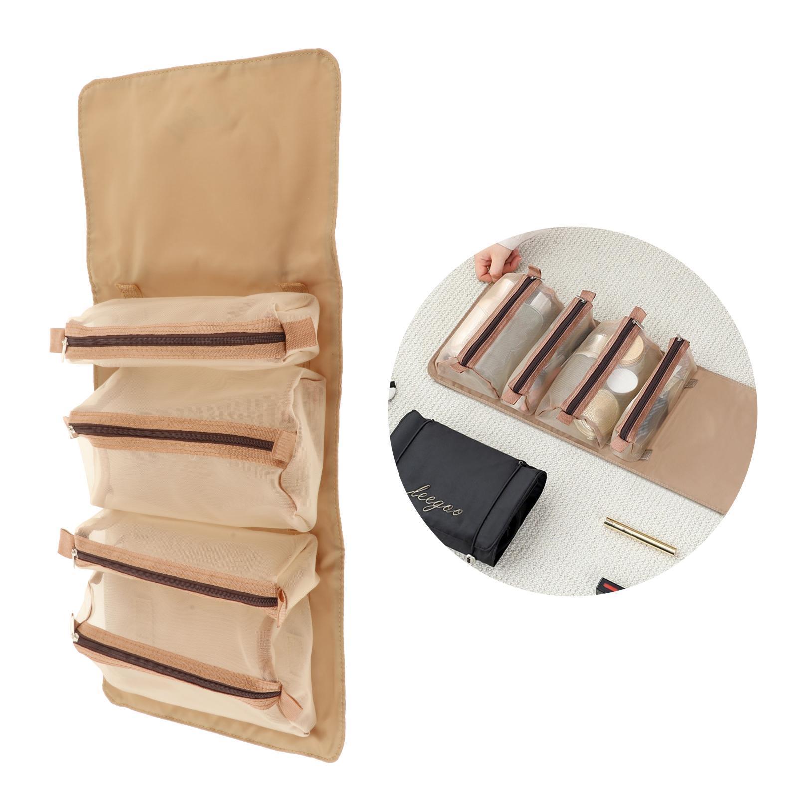 Portable Foldable Make Up Hanging Makeup Bag Cosmetic Bag for Women Yellow