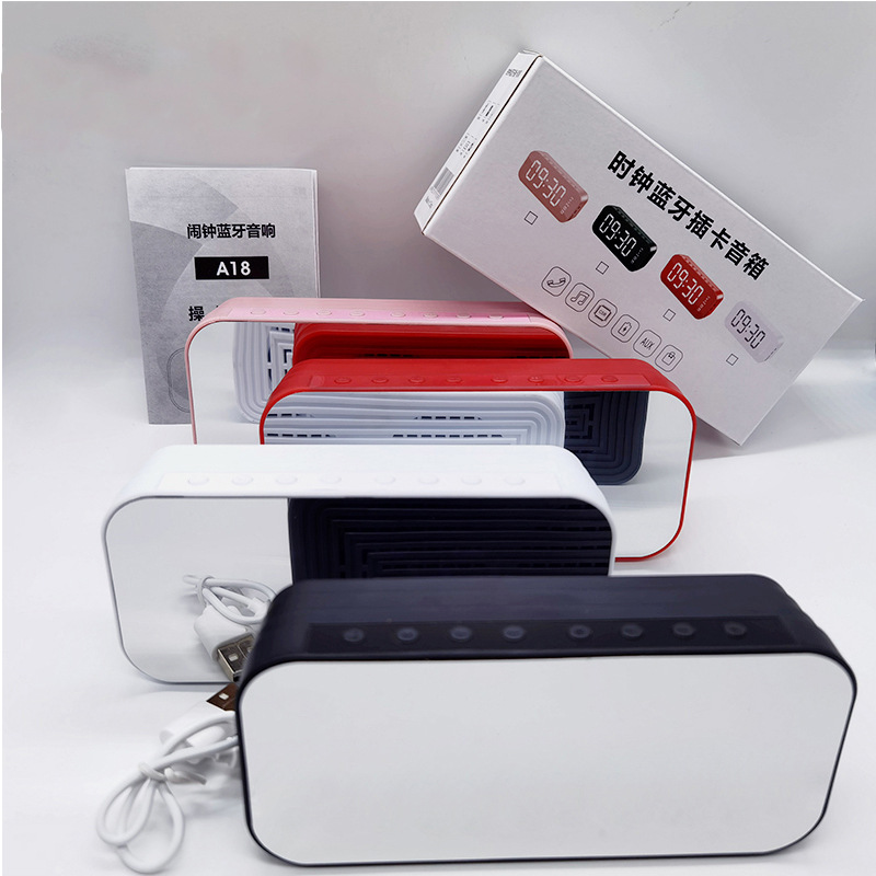 Loa Bluetooth Mặt Gương Kiêm Đồng Hồ Báo Thức A18 - Có Khe Cắm Thẻ Nhớ