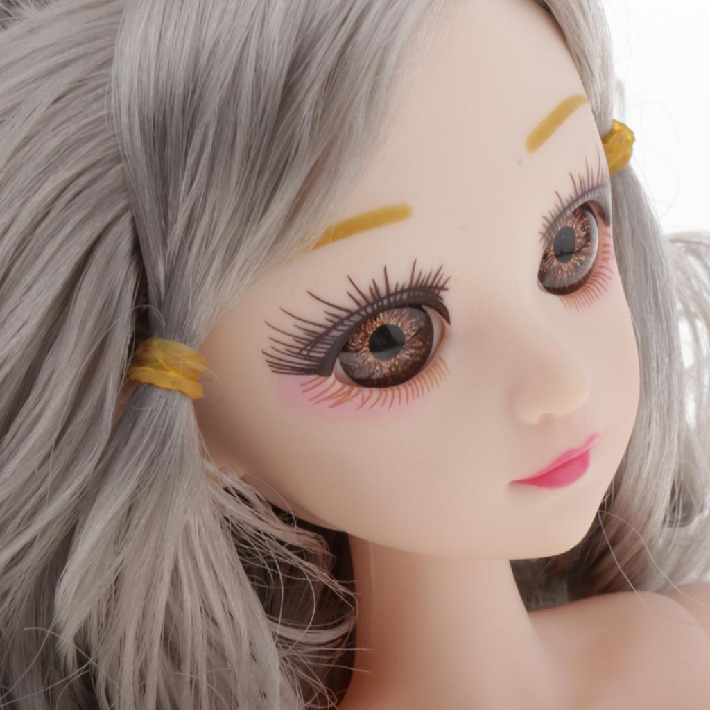 Lovely 36cm Flexible 3D Big Eyes  Doll  Skin DIY Supplies B-1