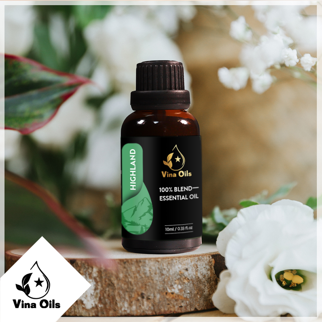 Tinh Dầu Thảo Nguyên Vina Oils 10ml - Highland Essential Oil 10ml - Chiết Xuất Từ Trà trắng, Violet, Lily, Cam Hương, Thông, Đinh Hương, Phong Lữ, Hoàng Đàn - Hương Thơm Thanh Mát, Dịu Nhẹ, Phảng Phất Hương Cỏ Đồng Nội Mang Đến Cảm Giác Mát Mẻ, Xua Tan Mọi Căng Thẳng