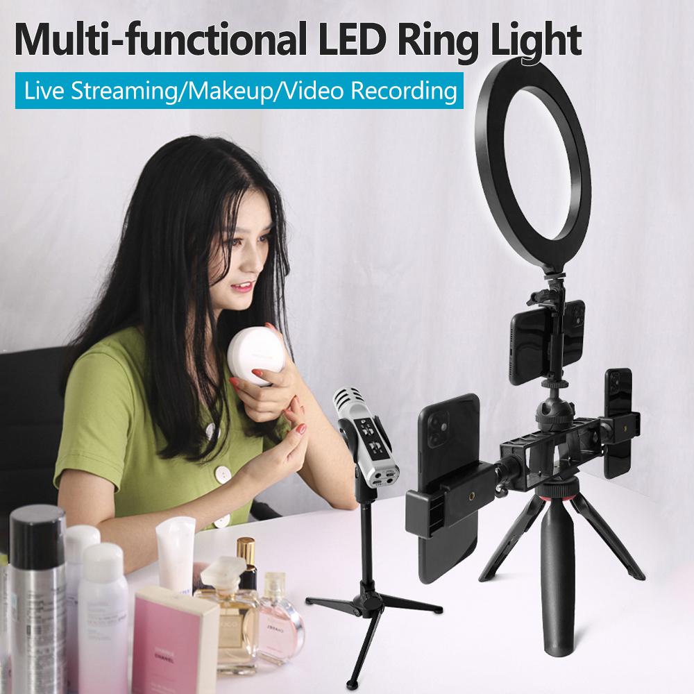 Đèn LED vòng 20 cm / 8 inch để bàn, Đèn chiếu sáng lấp đầy 3200K-5600K USB có thể điều chỉnh độ sáng Được hỗ trợ với Chân đế mini