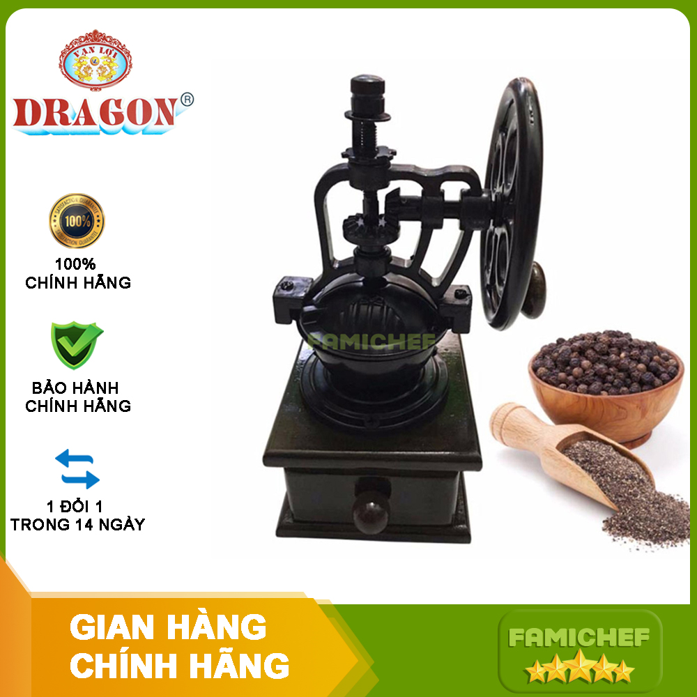 Cối xay tiêu có trục quay bánh xe Dragon D044