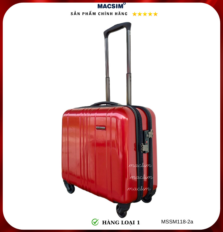 Vali cao cấp Macsim Smooire MSSM118-2a cỡ 16 inch màu Red, Black - Hàng loại 1