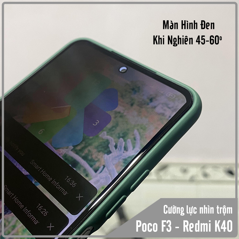 Kính cường lực cho Xiaomi Poco F3 - Redmi K40 chống nhìn trộm full viền đen
