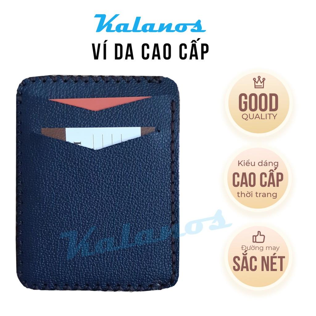 Ví card mini da bò cao cấp Kalanos KBN550-Navy, ví nhỏ đựng thẻ màu xanh Navy