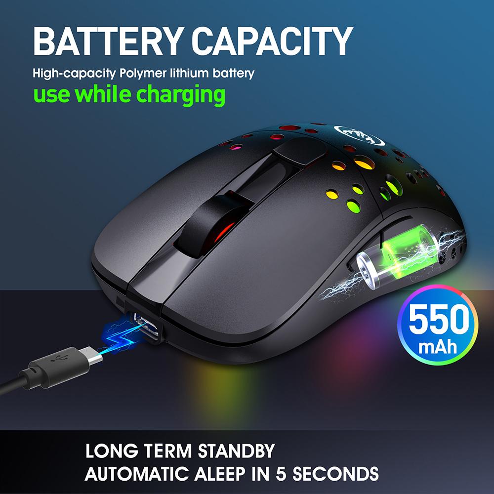 HXSJ T100 Type-C Wired & 2.4G Wireless 10000DPI Programmable RGB Backlit Mouse 6 Adjustable DPI Levels
