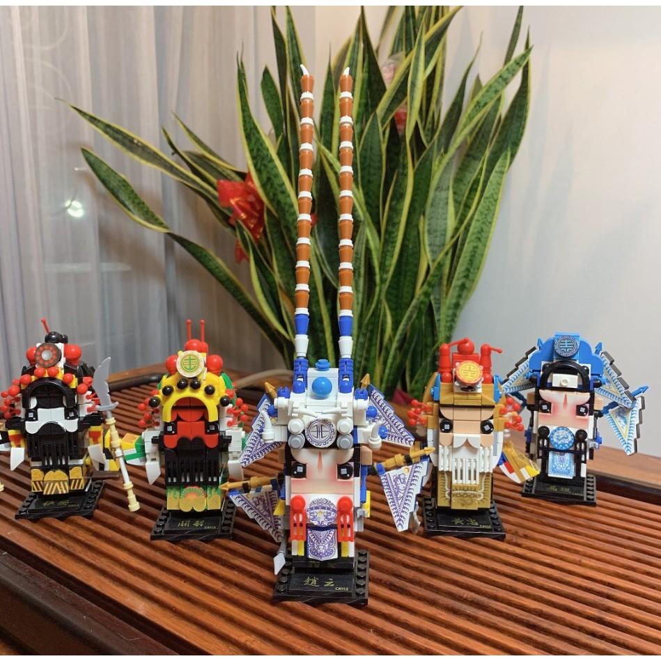 Mô hình Tam Quốc Hý Kịch lego lắp ghép các nhân vật Quan Công, Trương Phi, Lã Bố, Chu Du