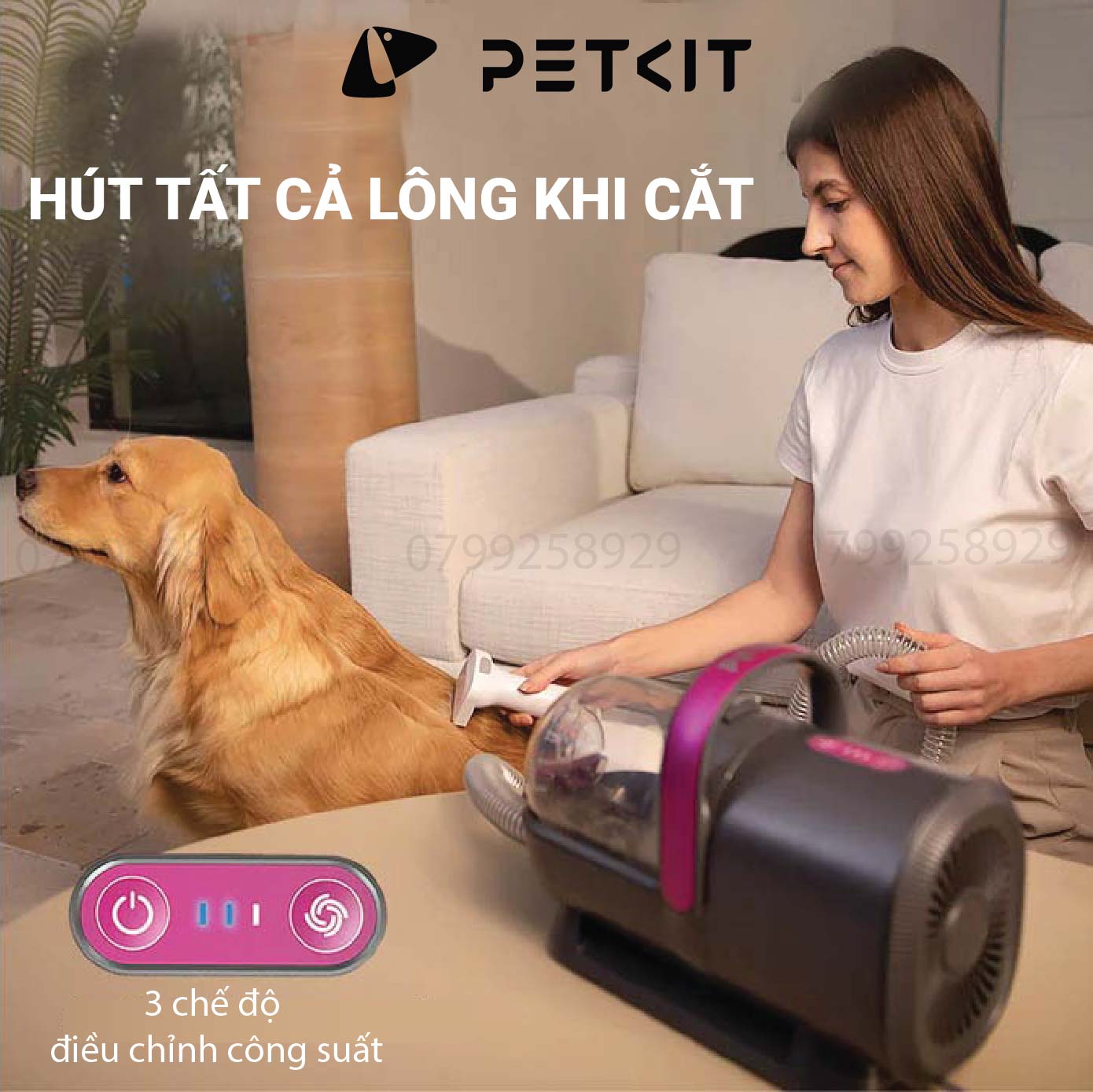 Máy Cắt, Tỉa, Hút Lông Chó Mèo Petkit 5 Công Dụng