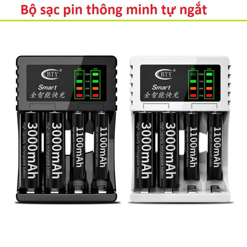 (XẢ HÀNG) Bộ sạc pin tiểu AA-AAA mẫu mới có led báo cùng công nghệ sạc nhanh khử sunfat bảo dưỡng pin bền hơn