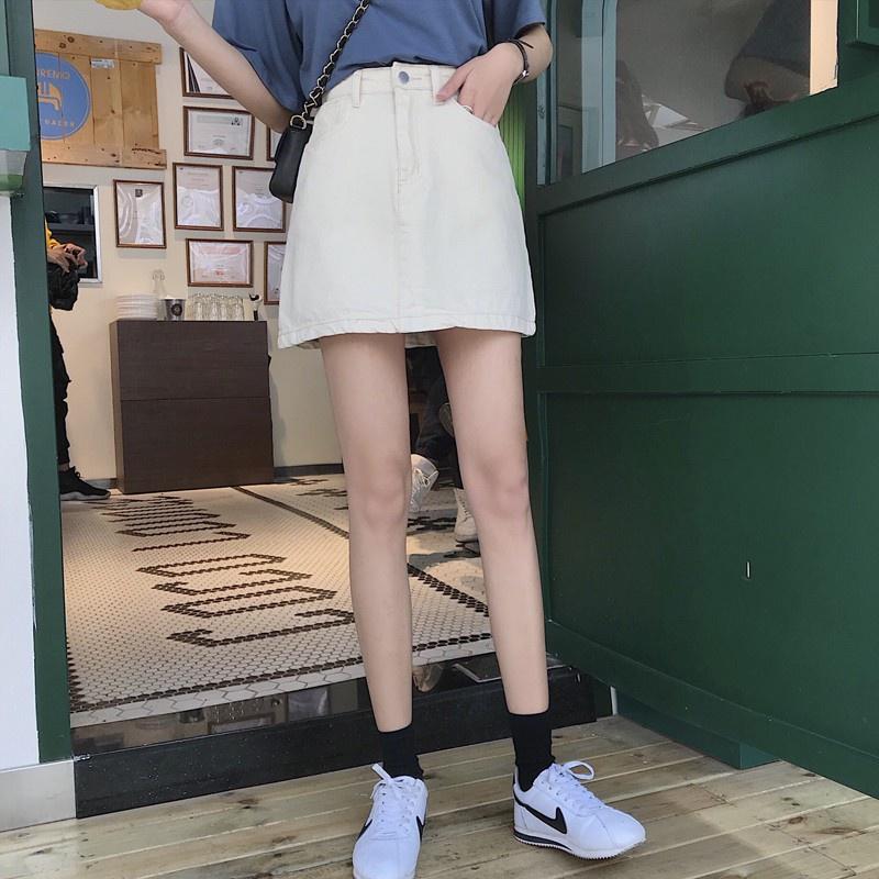 Chân váy ngắn chữ A jean dài tới gối đẹp thời trang cao cấp HACHIKI CVJ02