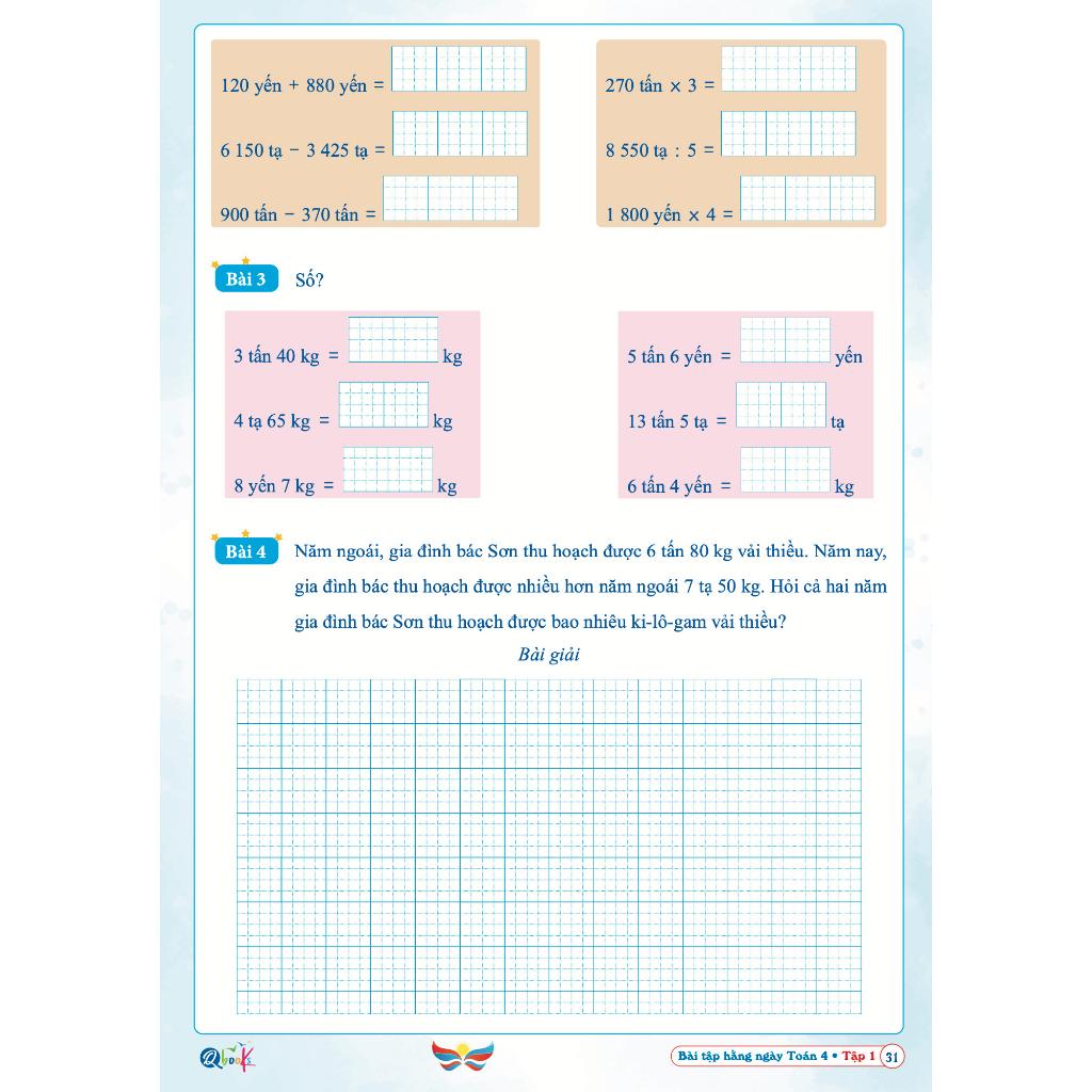 Sách Combo Bài Tập Hằng Ngày Toán và Tiếng Việt 4 - Tập 1 - Cánh Diều (2 cuốn)