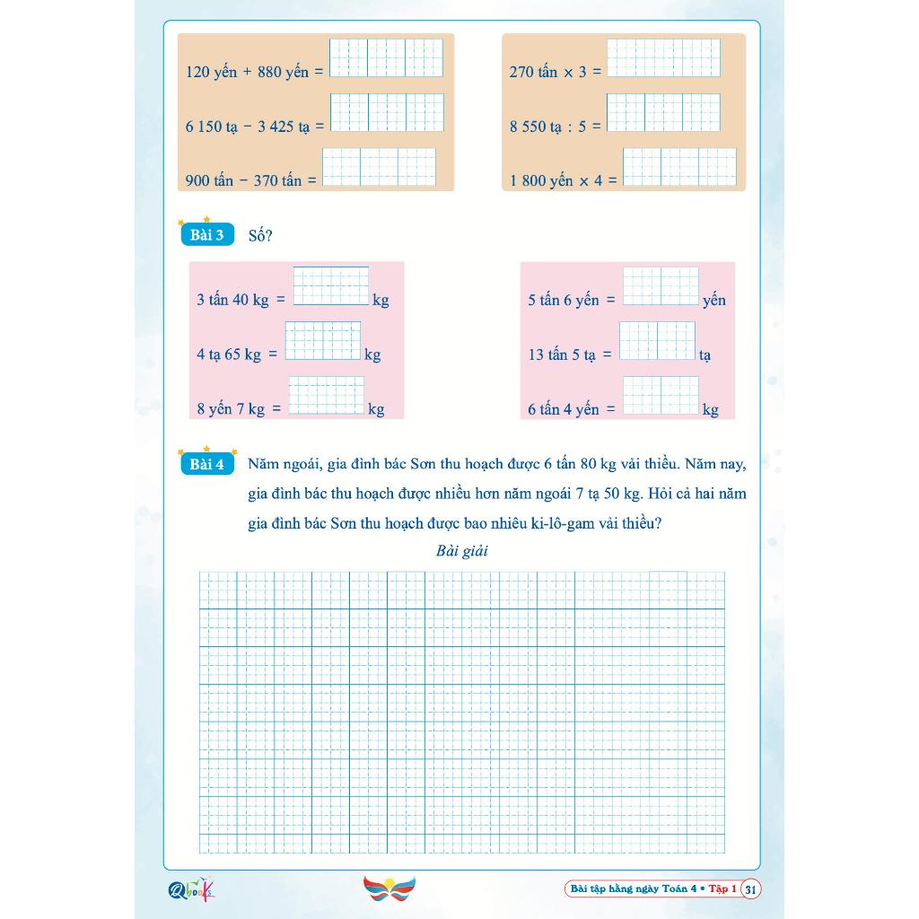 Sách Bài Tập Hằng Ngày Toán 4 - Tập 1 - Cánh Diều