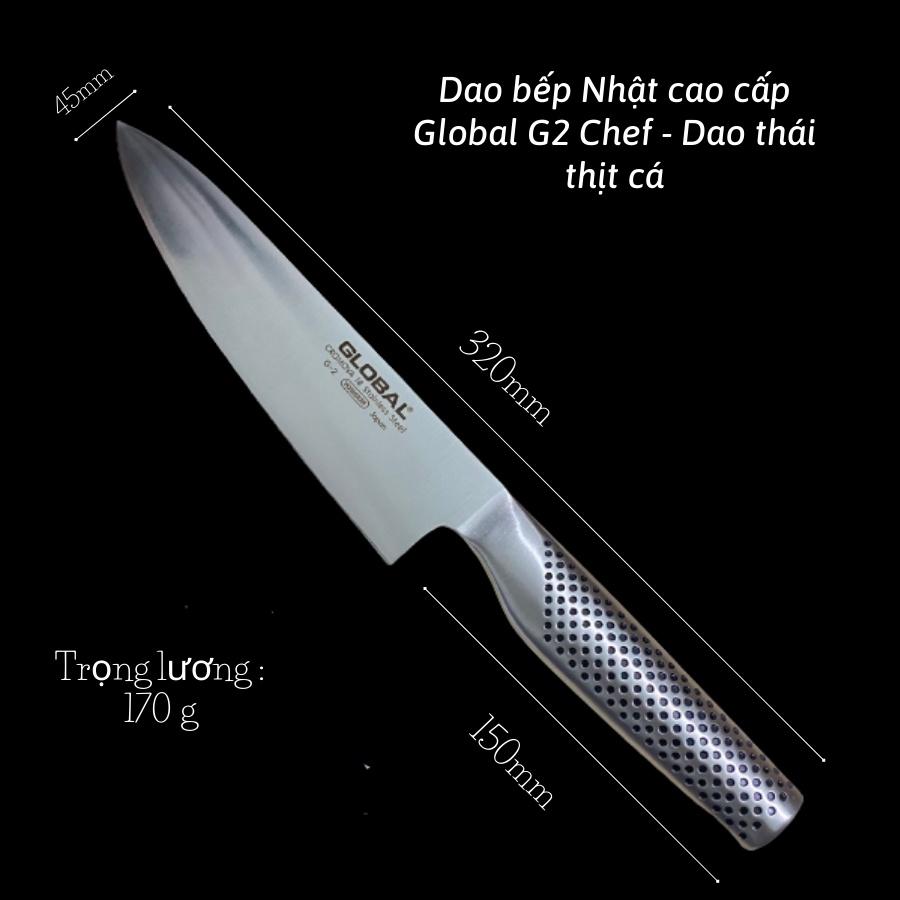 Bộ Dao Global Thái Lọc Thịt Cá Nhật Bản Nguyên Khối Chất Lượng Cao Thép Không Gỉ Cromova 18 Dầy 2mm Dài 320mm