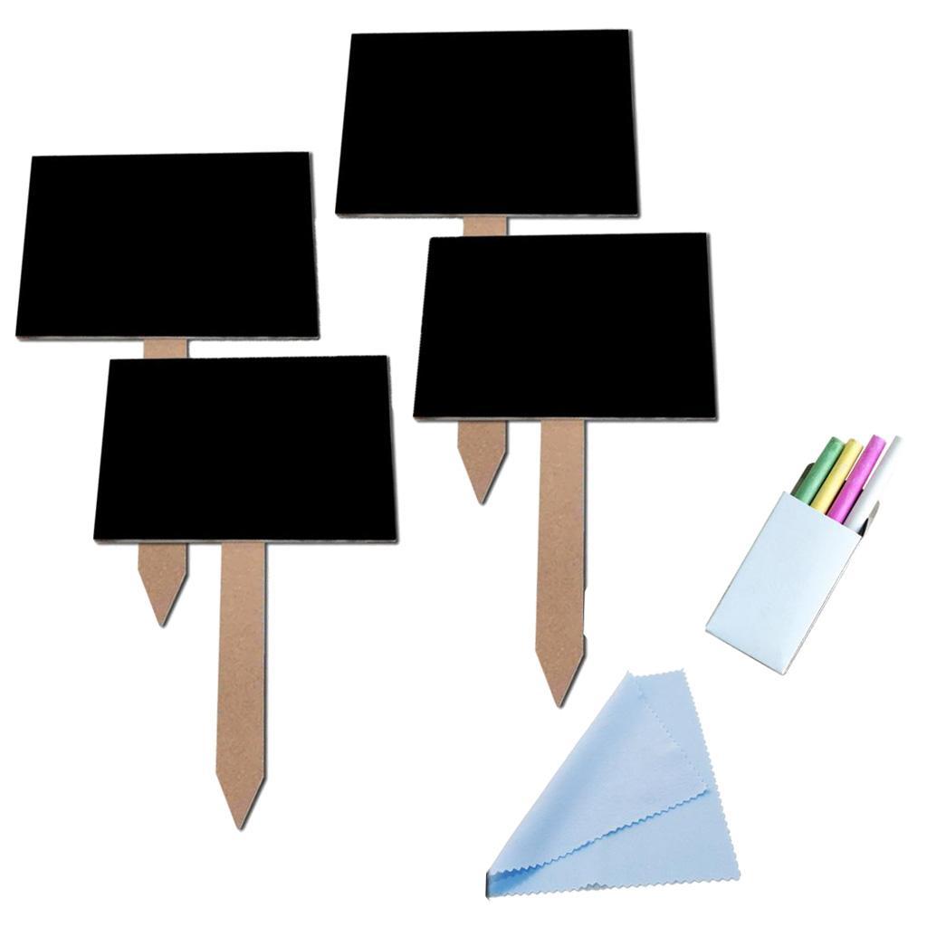 4Pcs Small MDF Blackboard Chalkboard with Stick Price Tags Message Board