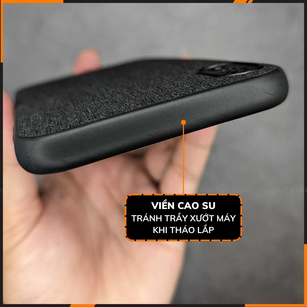 Ốp lưng xs max chống vân tay nhựa cứng viền đen vải jean 1 màu phụ kiện điện thoại huỳnh tân store