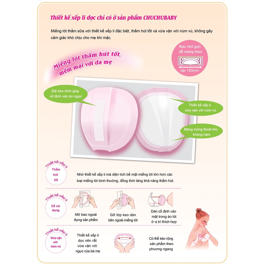 Miếng lót thấm sữa Chuchu Baby thấm hút tốt, mềm mại với da