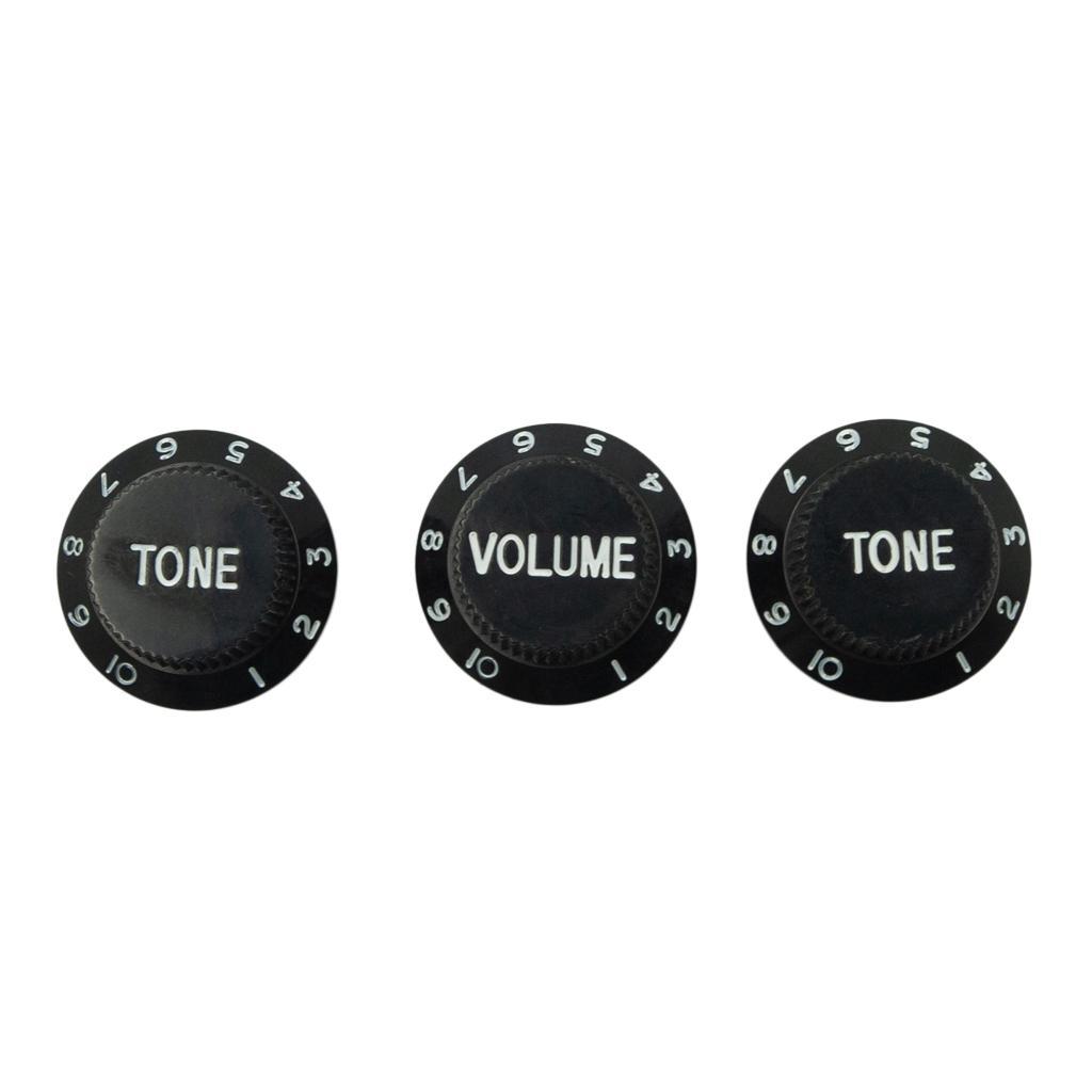 3PCS  Acrylic Guitar Bass Volume Knob Potentiometer Cap Black