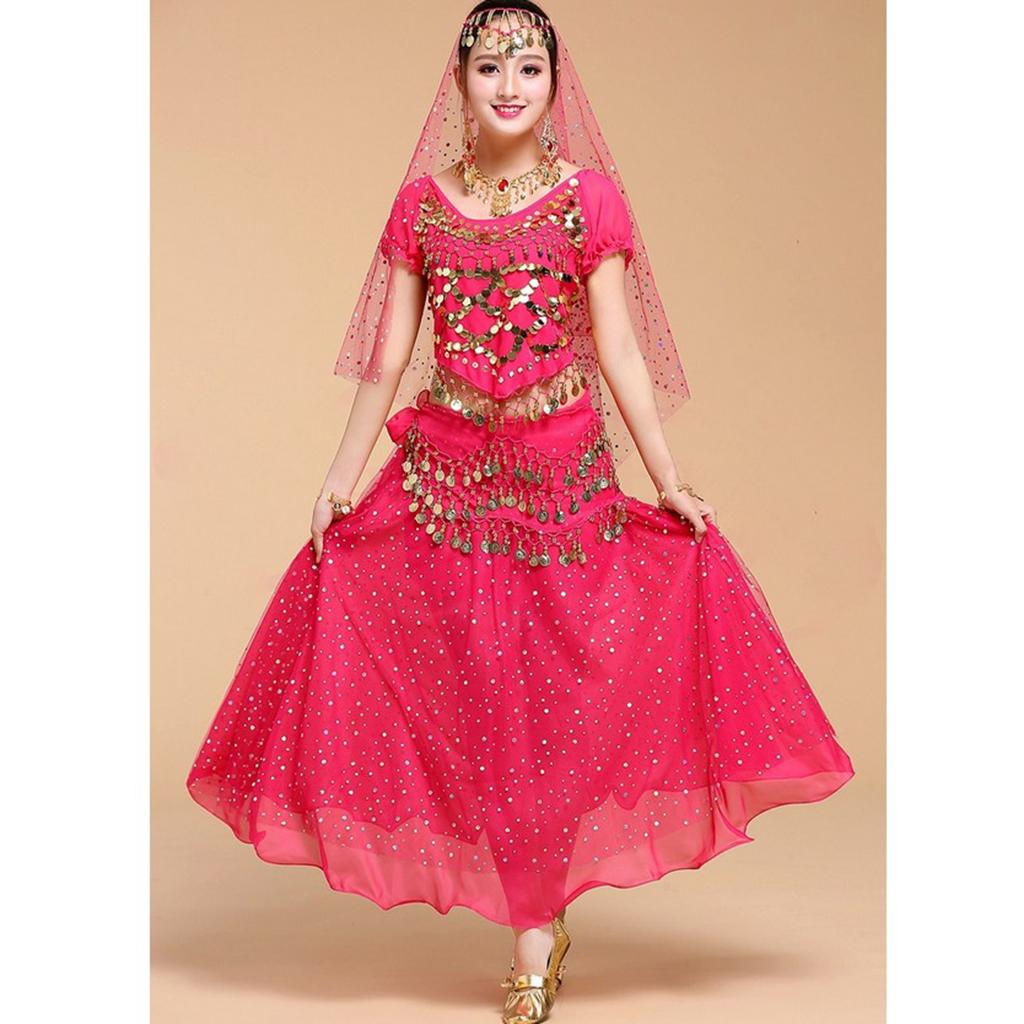 Belly Dance Skirt Set With Waist Chain For Female Ballerina