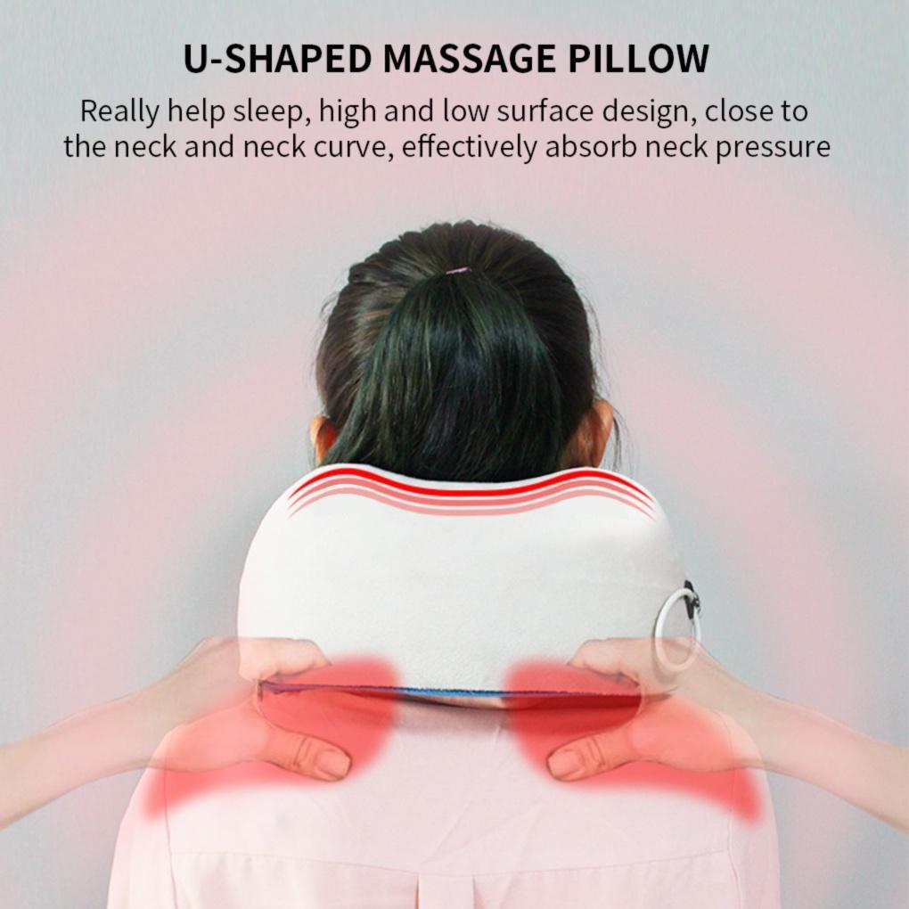 Runbu-Massage Pillow U-shaped Electric Kneading Pillow Neck Cervical Massager Travel Car Waist Shoulder Foam Cushion