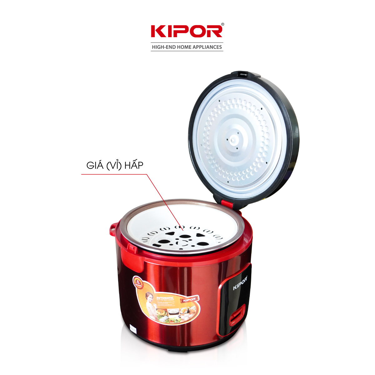 Nồi cơm điện KIPOR KP-N55918-1.8L-Lòng nồi niêu chống dính CERAMIC chống trầy xước dầy 3mm-Hàng chính hãng