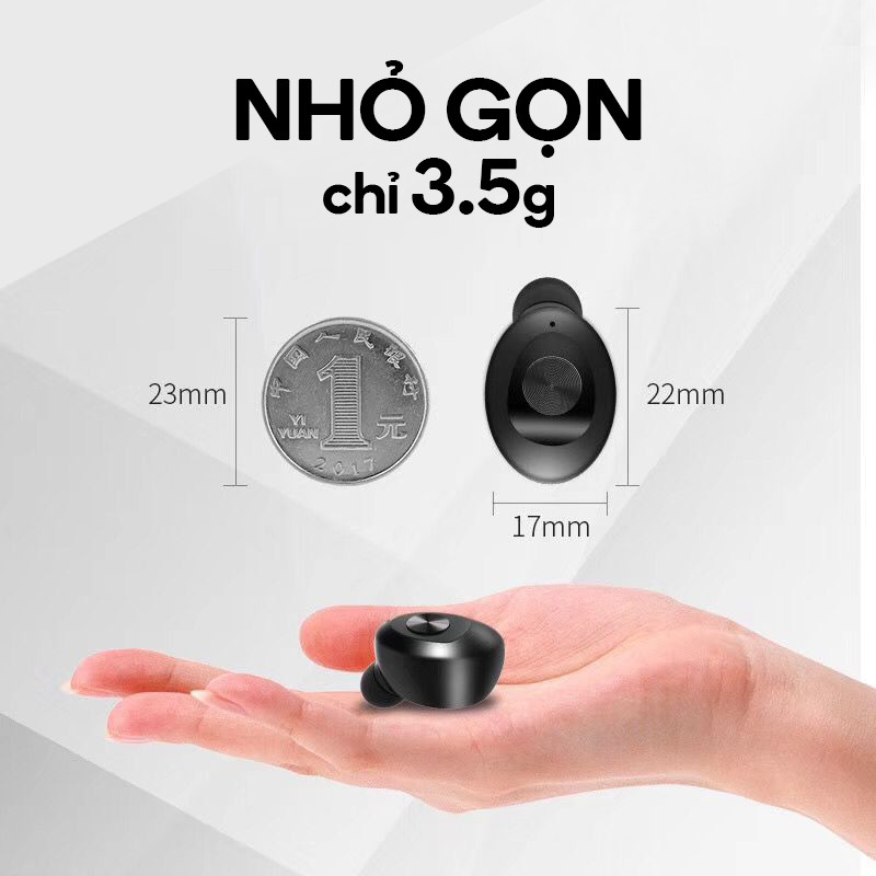 Tai Nghe Bluetooth 5.0 không dây nhét tai mini thể thao Gaming Chống Nước IPX5 - Đèn LED hiển thị Phần Trăm Pin - Hàng chính hãng - TNBT04