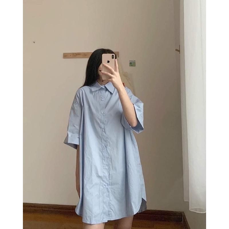 ️ Đầm sơ mi ️ Váy sơ mi Oversize Ulzzang ngắn tay Hot Trend hè 2021