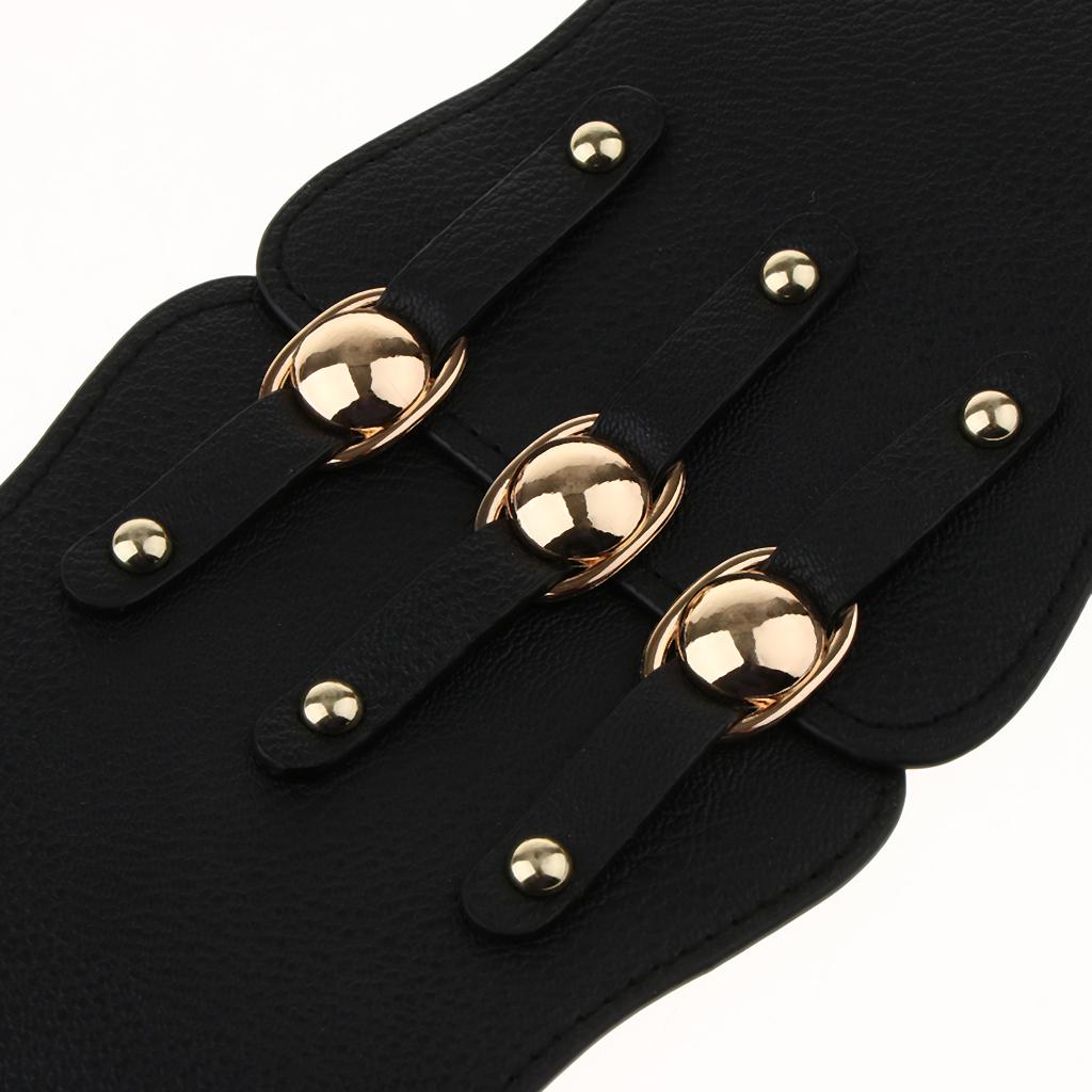 2xWomen Vintage Leather Wide Waist Belt Cincher Elastic Band Corset