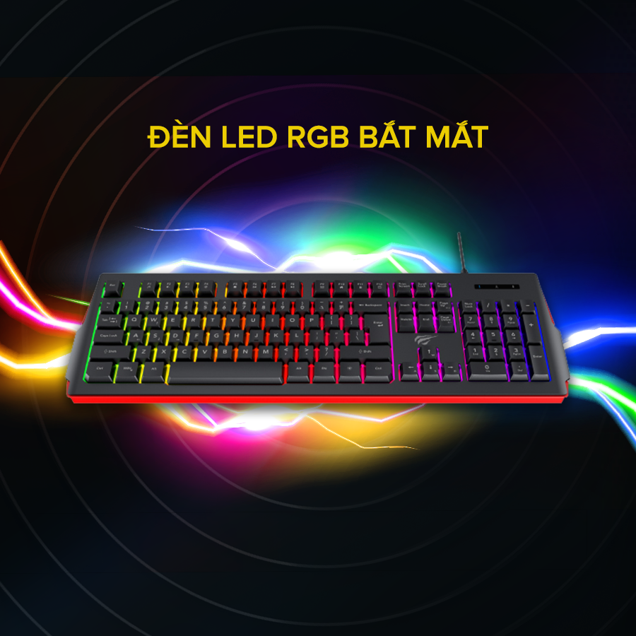 Bàn Phím Blacklit Gaming HAVIT KB866L Tích Hợp Tổ Hợp Phím Fn, Thiết Kế Công Thái Học - Hàng Chính Hãng