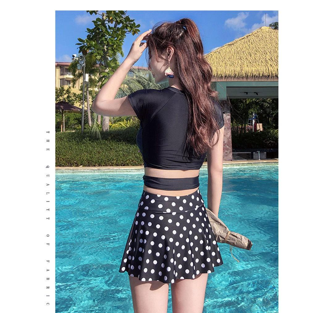 Bộ đồ bơi nữ bikini 2 mảnh váy chấm bi chất thun đẹp, bộ áo tắm chấm bi hàng mới