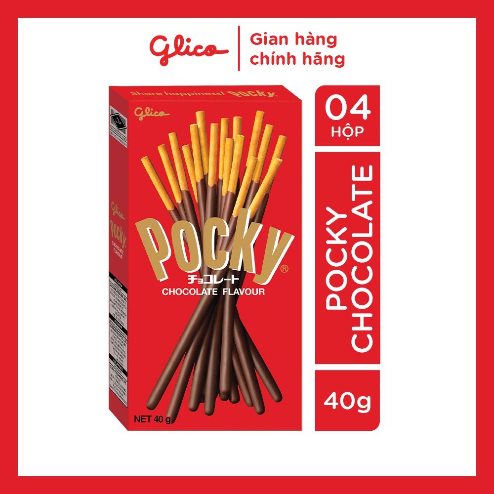 Combo 4 hộp bánh que Glico Pocky Socola 40G thích hợp làm đồ ăn vặt