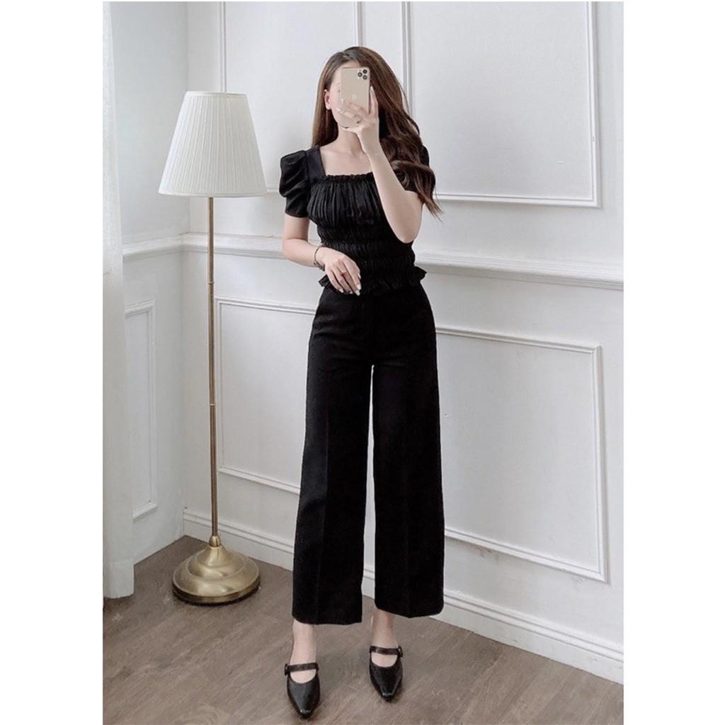 Quần ống rộng nữ mẫu mới siêu tôn dáng , quần ống suông vải tuyết mưa đứng dáng cạp cao công sở