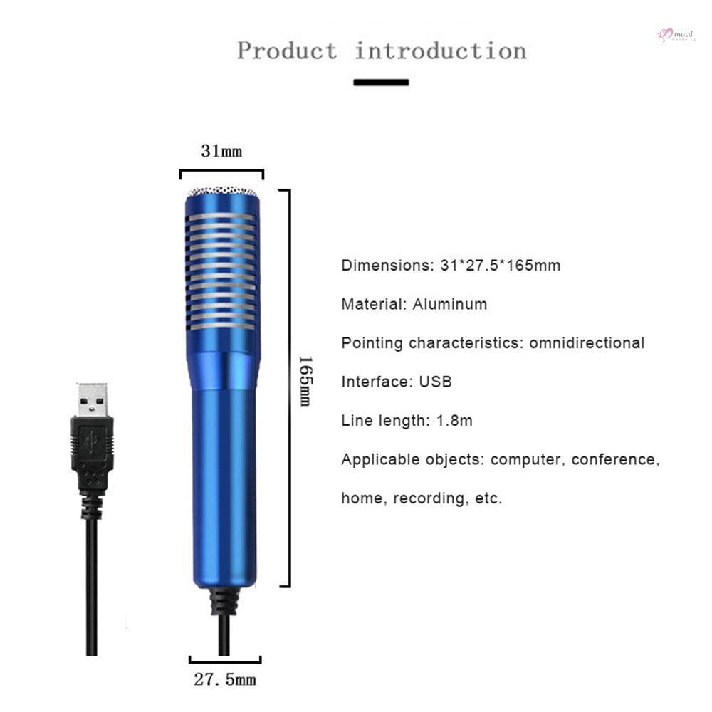 Micro thu âm mini có dây USB kèm giá đỡ ba chân chống sốc cho PC Laptop chơi game phát sóng trực tuyến