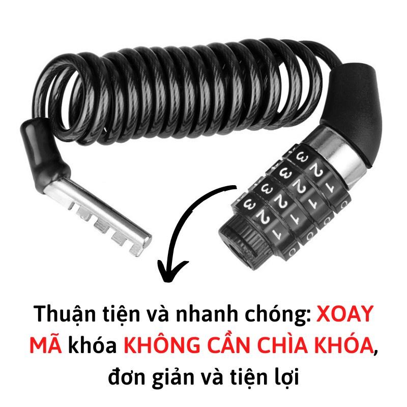 Khóa dây đa năng mã 4 số chống trộm siêu bền dài 1m5 khoá nhà, khoá xe, khoá vali, mũ bảo hiểm