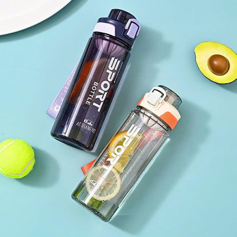 Bình Nước Nhựa Thể Thao 650ml, Dây Xách Tiện Lợi, Bình Nhựa Tập Gym, Chạy Bộ