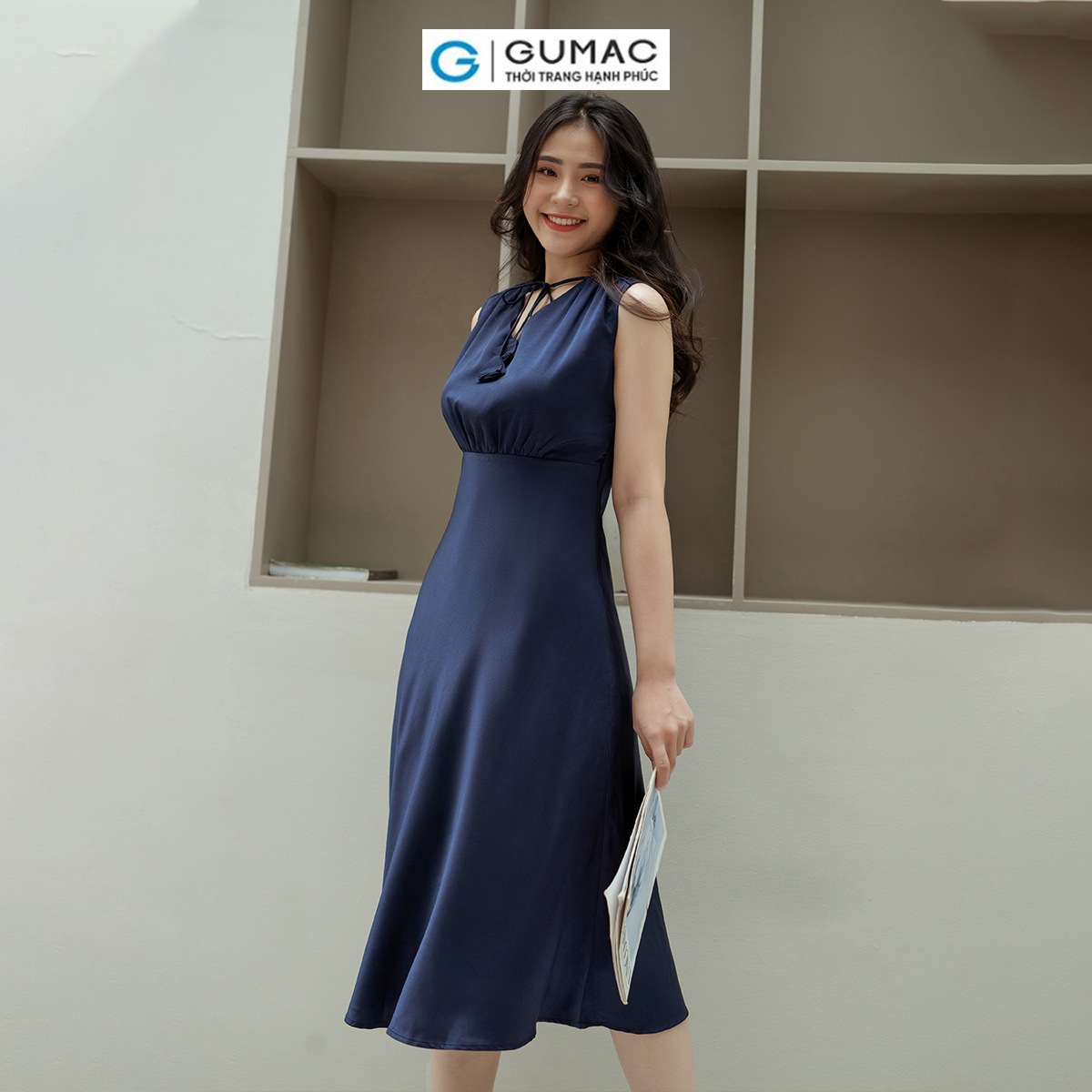 Đầm A nơ cách điệu GUMAC DD08042