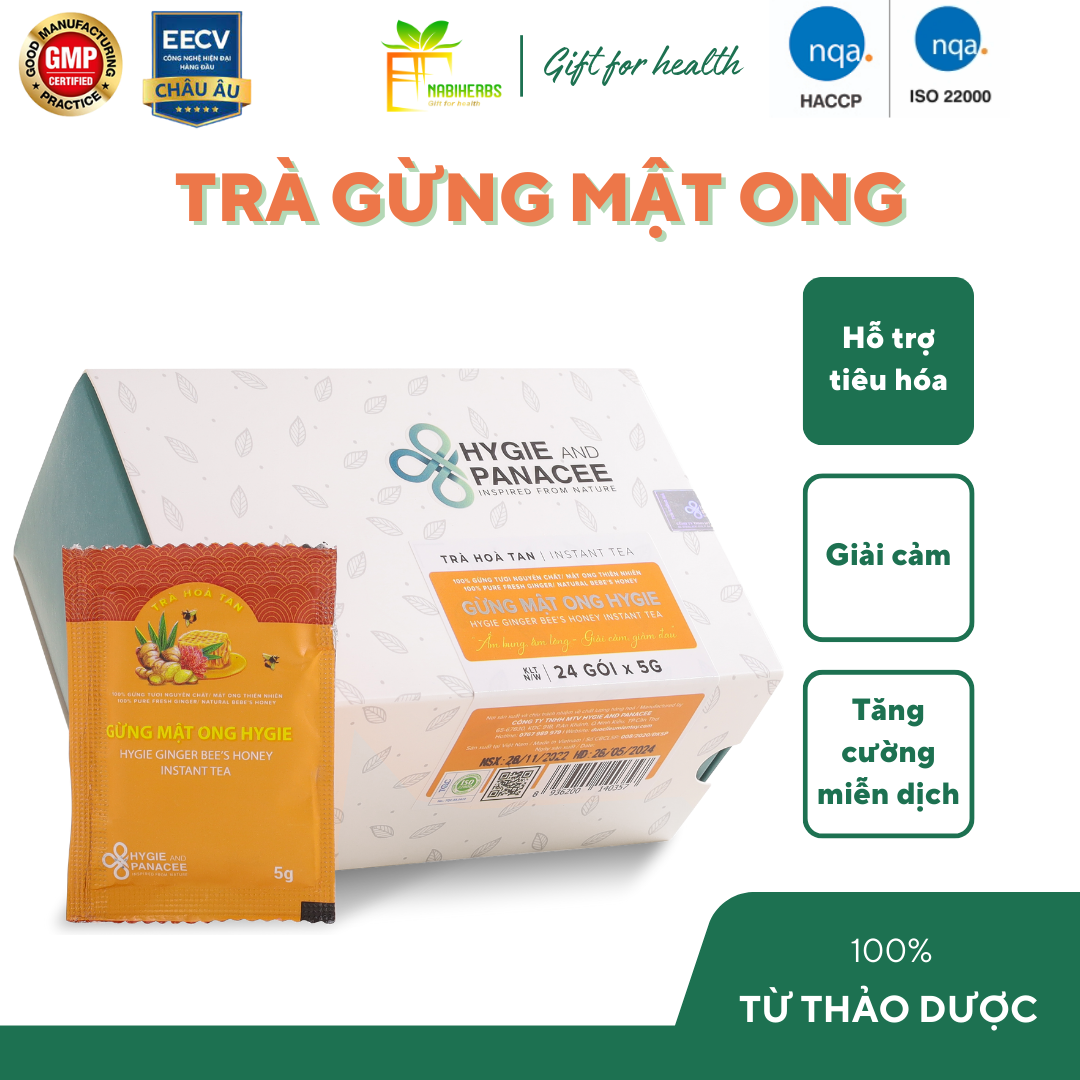 Trà Gừng Mật Ong Hygie - Hỗ trợ tiêu hóa - Giải cảm - Tăng cường miễn dịch